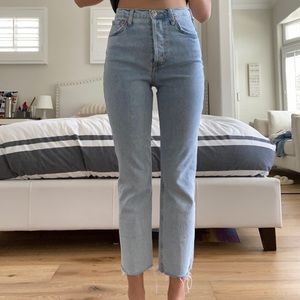 zara light denim cutoff jeans